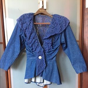 Vintage Karen Okada denim and lace set